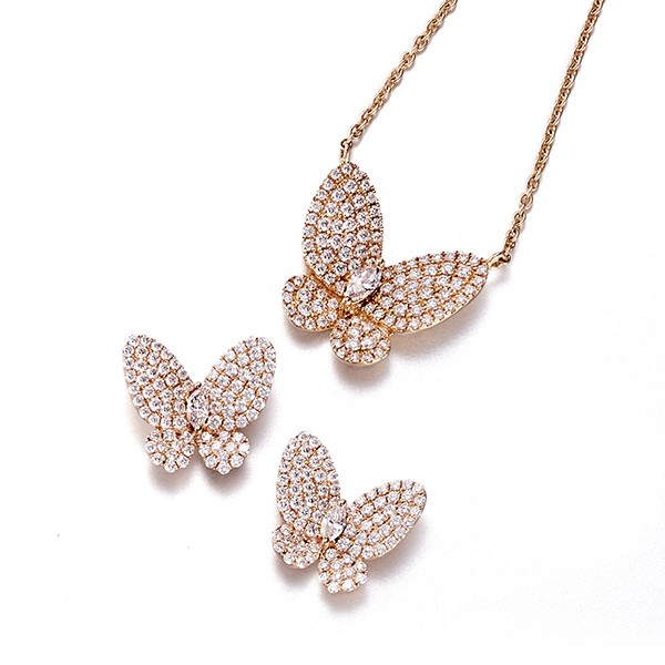 18K Pavé Diamond Butterfly Earrings